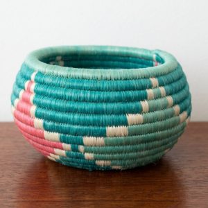 Handwoven Trinket Baskets for Small item Storage and Organizing in Pink, Turquoise