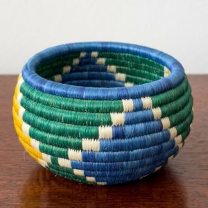 Handwoven Trinket Baskets for Small item Storage and Organizing in Blue, yellow, Green