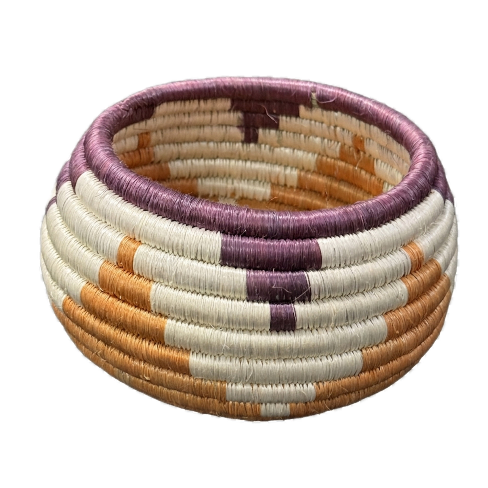 Handwoven Trinket Baskets for Small item Storage and Organizing in Teja, Natural, Vino - Image 2