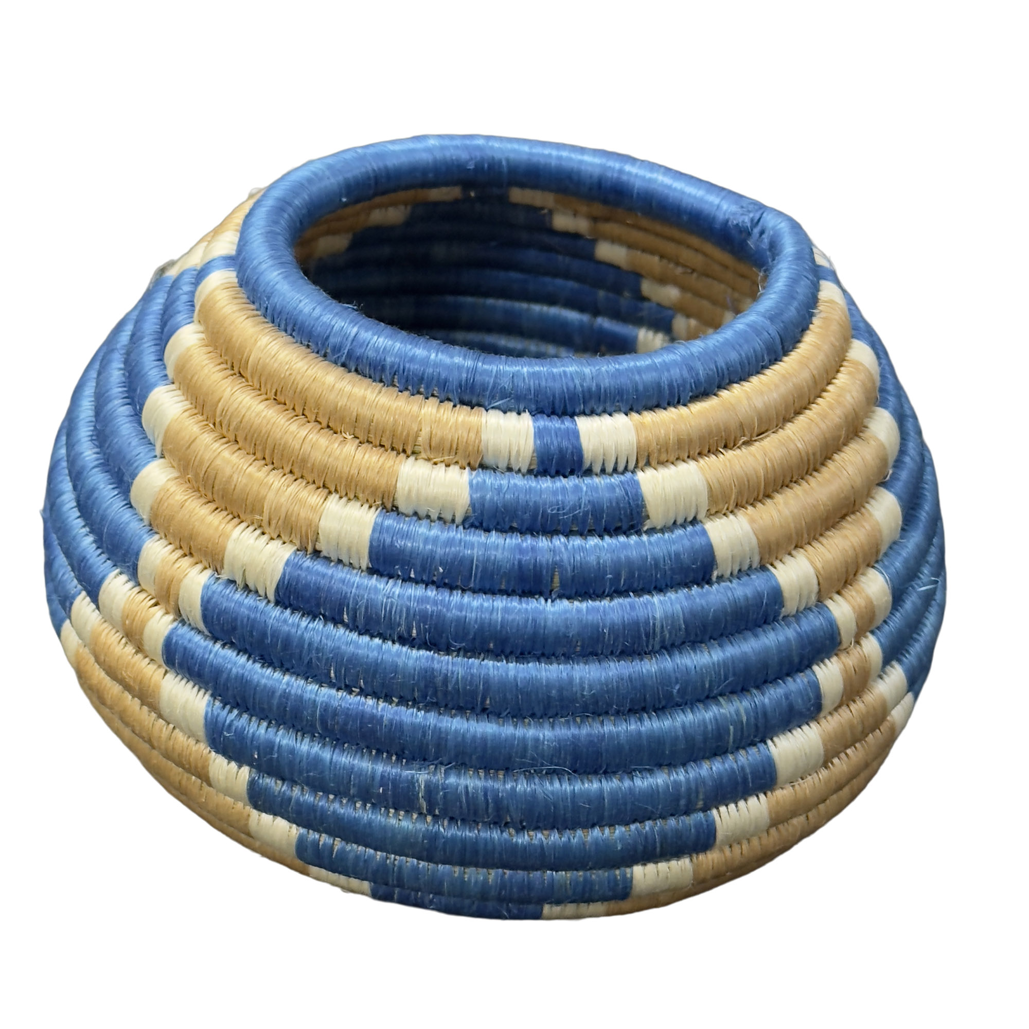 Handwoven Trinket Baskets for Small item Storage and Organizing in Blue, Tan, Natural - Image 2