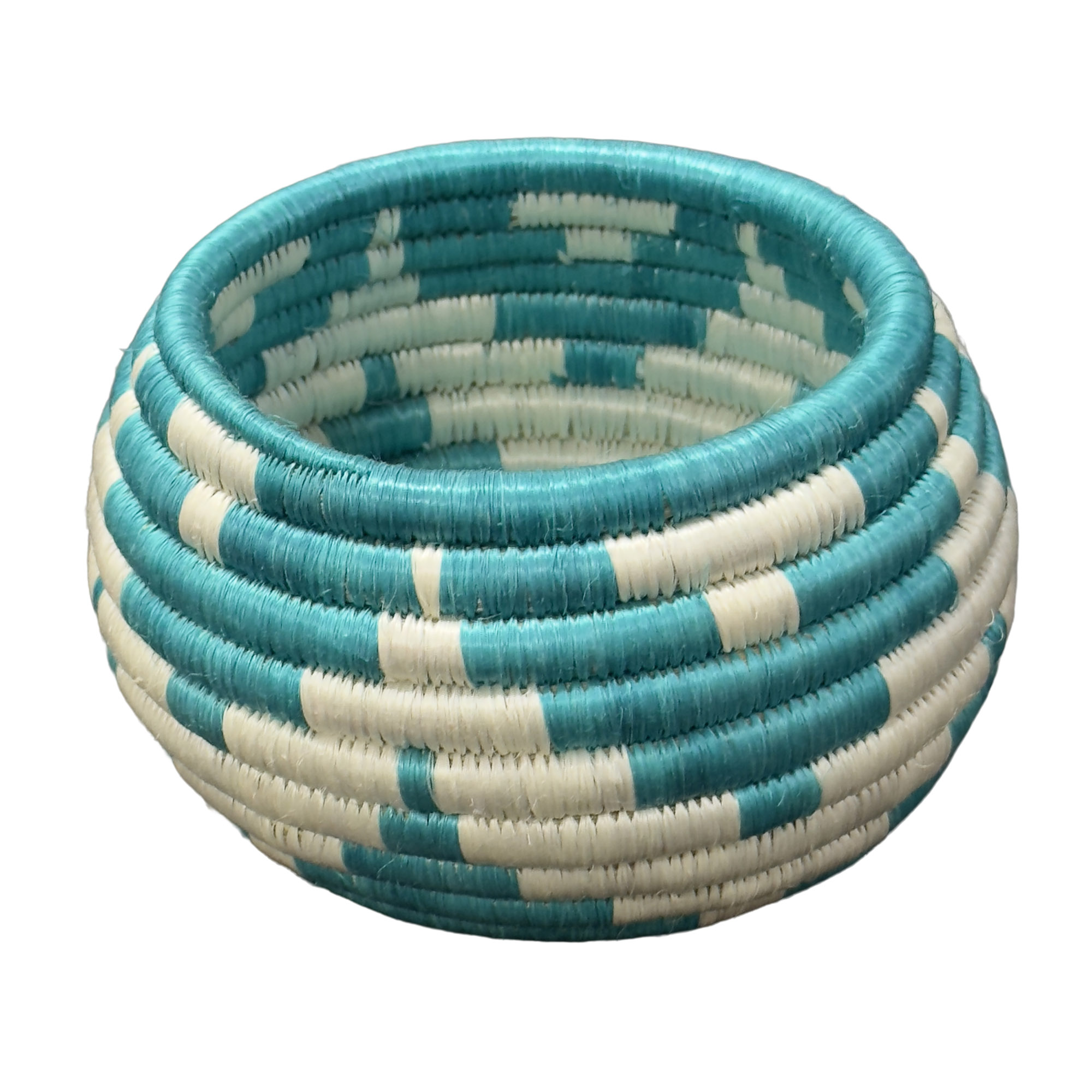 Handwoven Trinket Baskets for Small item Storage and Organizing in Teal, Natural - Image 2