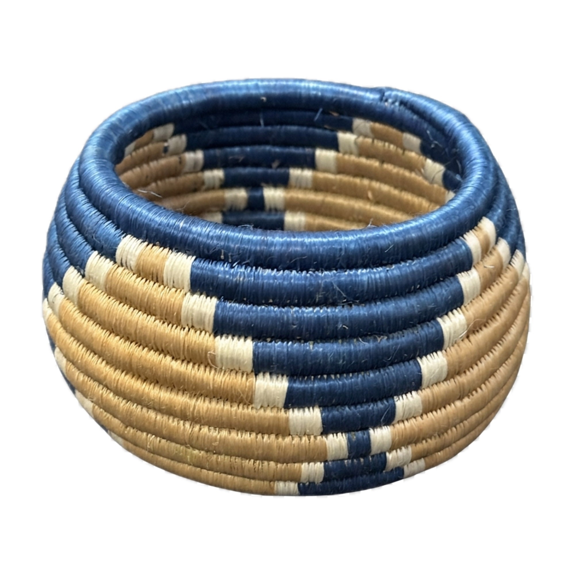 Handwoven Trinket Baskets for Small item Storage and Organizing. (Dark Blue, Tan, Natural) - Image 2