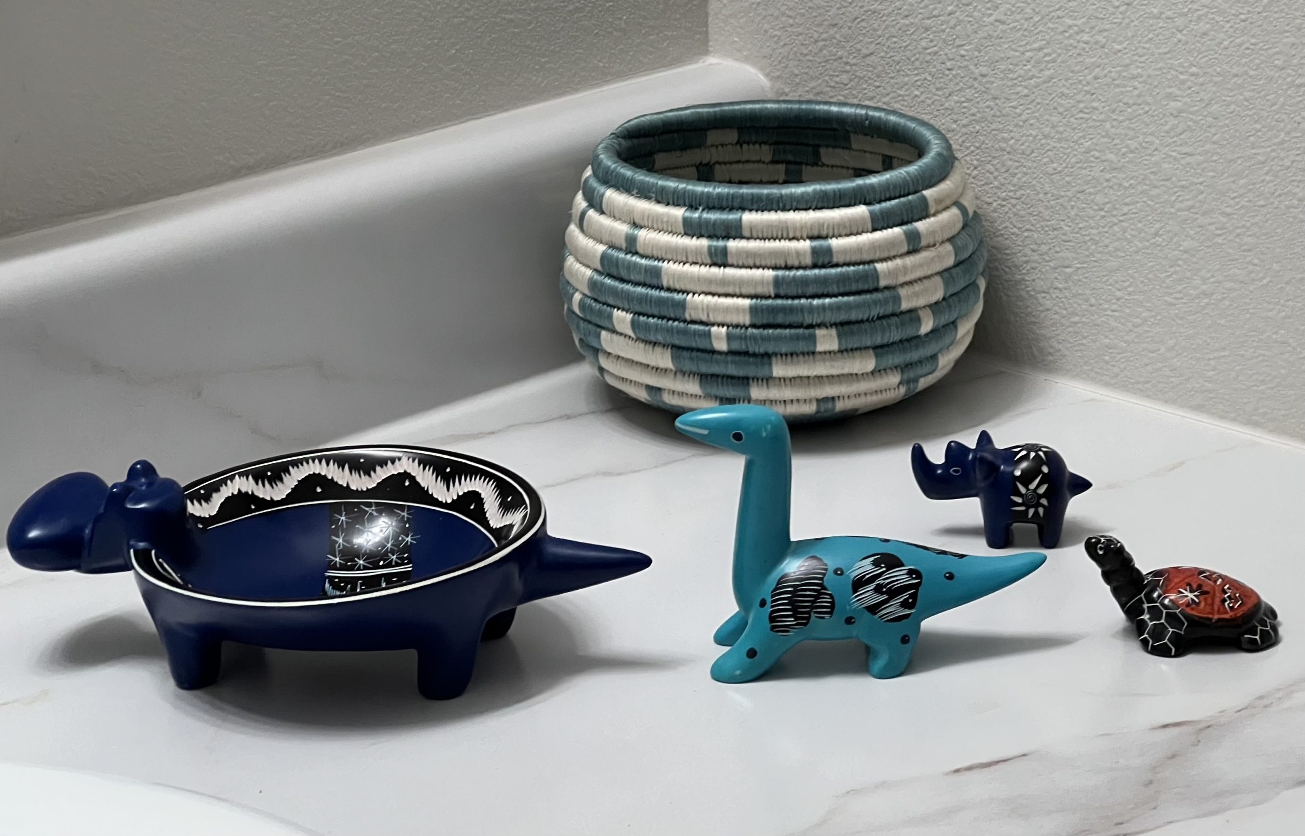 Handwoven Trinket Baskets for Small item Storage and Organizing in Blue, Tan, Natural - Image 6